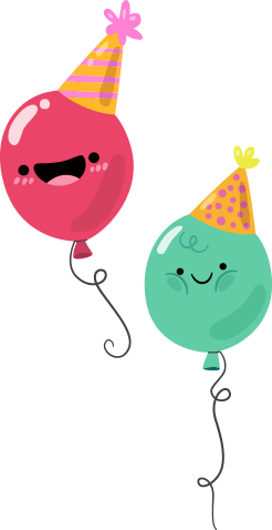 fun kinderpartybox illustratie feestende ballonnetjes